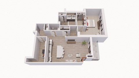 Floor plan for 1 bed, 1 bath, 1261 sqft